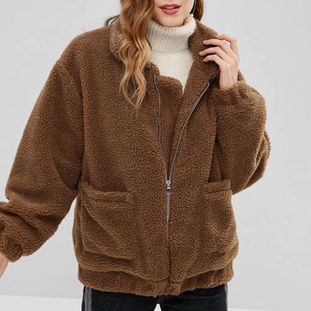 Brown Sherpa Fuzzy Jacket